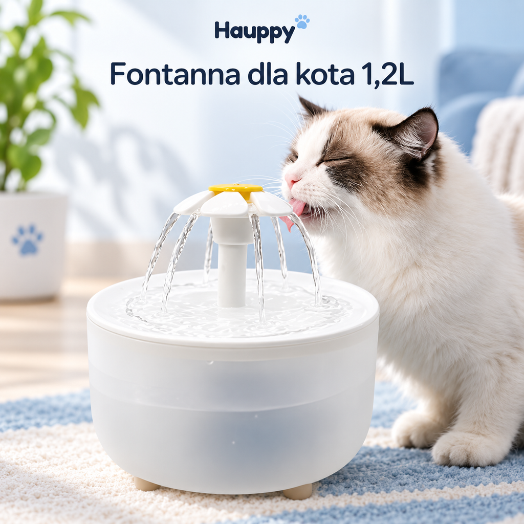 Fontanna wodna dla kota – cicha, filtrowana, USB