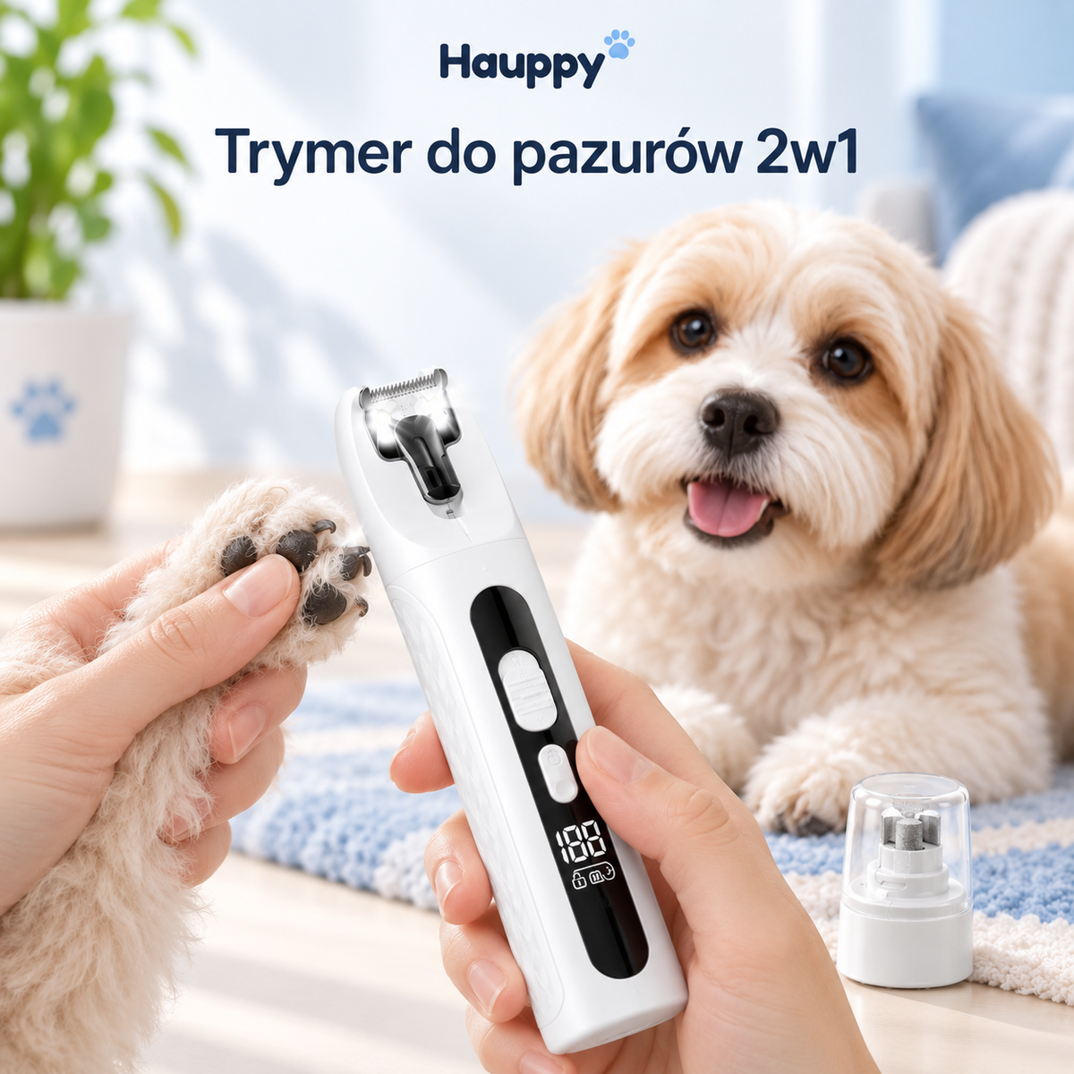 Obcinacz i szlifierka 2w1 do pazurów psa i kota z LED
